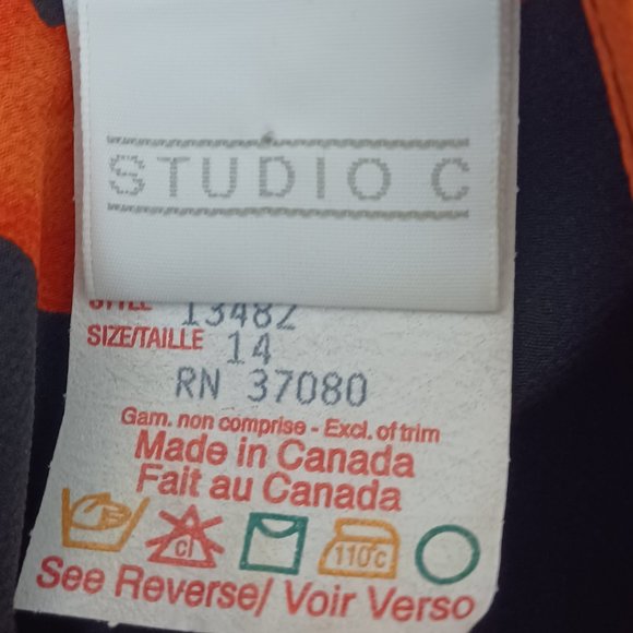 Cato Studio C Black And Orange Floral Dress Size 14 - Picture 4 of 4